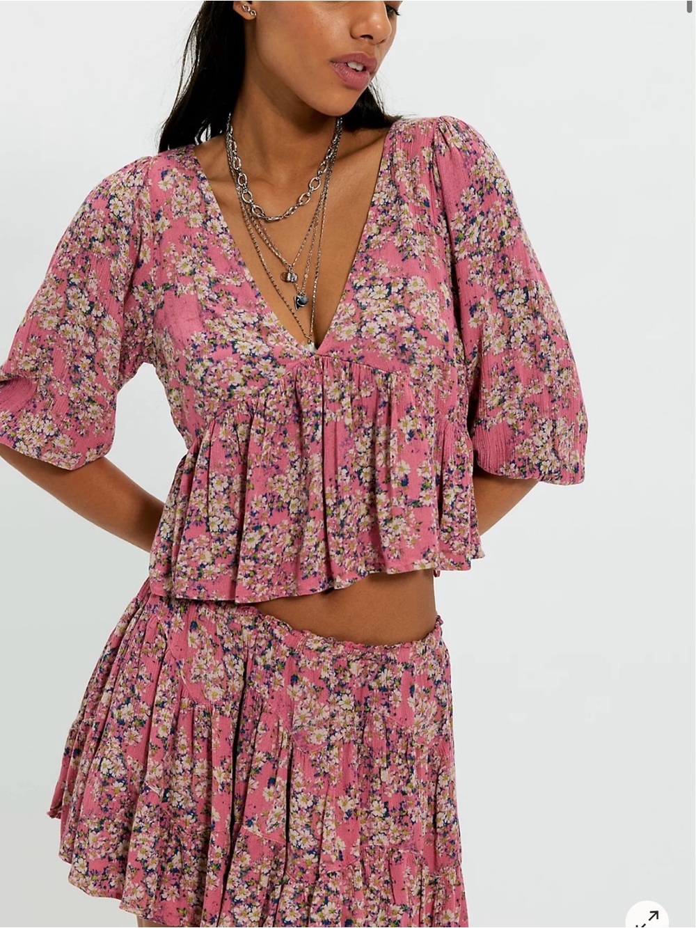 Free People Calla Lily Printed Mini Skirt Set